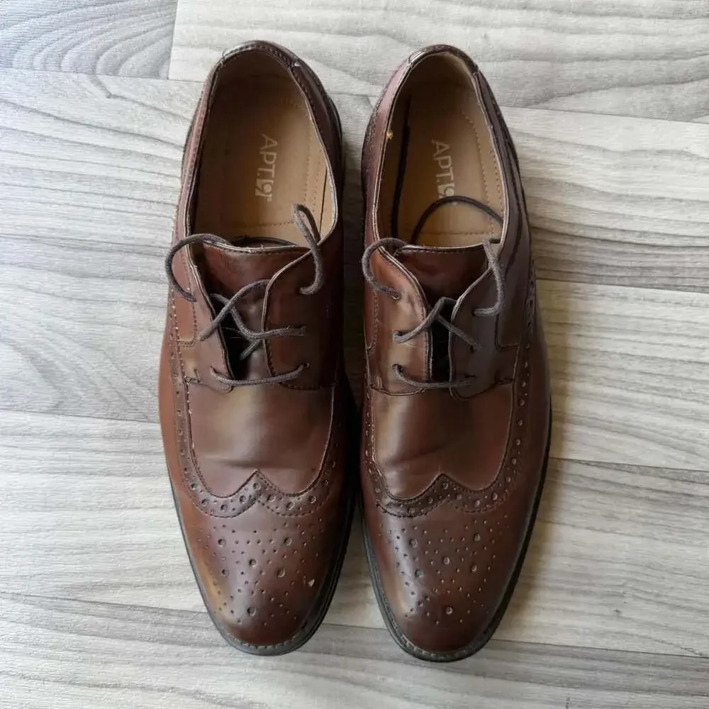 Vintage APT.9 Brown Leather Wingtip Oxford Shoes
